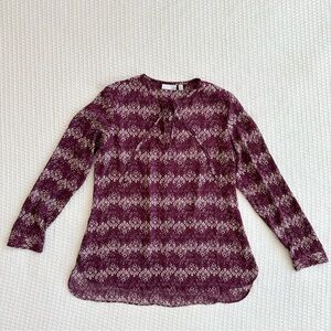 14th & Union maroon and white printed blouse